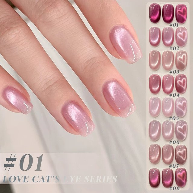 MISS MIANEL Hot Love Cat Eye Gel Nagellack, Rosa, Schimmernd, 12 ml - Bild 1