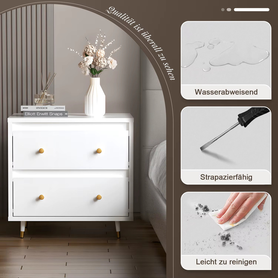 Hiazurm 2-Kommoden-Set in Weiß für Schlafzimmer und Wohnzimmer - Bild 3