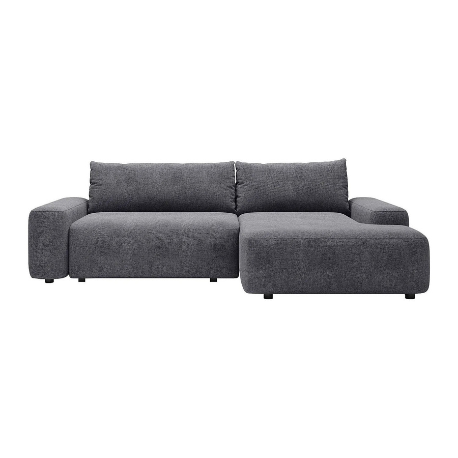 Vente-unique Schlafsofa Daviso in Grau mit L-Form und Polsterung aus Strukturstoff - Bild 2