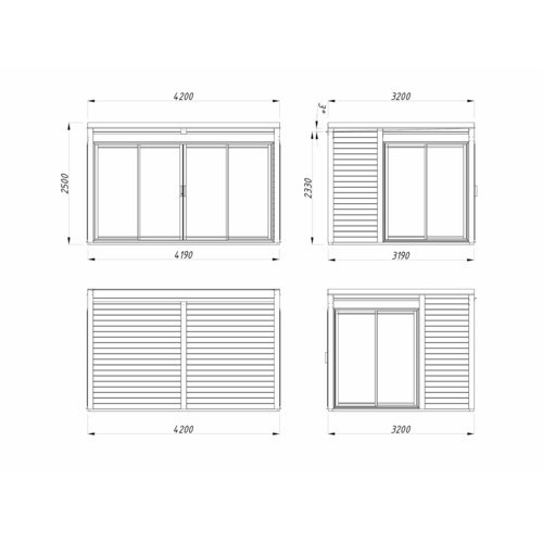 Palmako Gartenhaus Serena Slide Plus aus Fichtenholz mit Pultdach in Natur, B: 420 cm, T: 320 cm, H: 250 cm - Bild 2