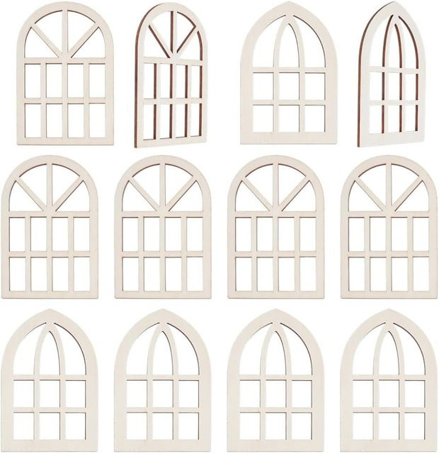 Bogen Miniatur-Fensterrahmen aus Holz, 12-teiliges Set, Maßstab 1:12 - Bild 1