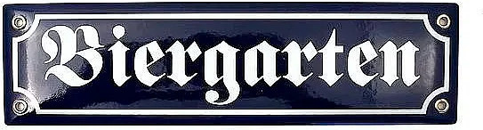 Emailleschild Biergarten von Münder Email GmbH in Blau, Weiß und Multicolour, rechteckig aus emailliertem Stahl, B/H: 30 x 30 cm - Bild 1