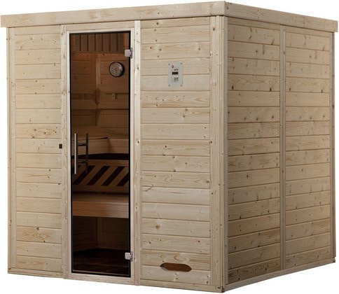 WEKA Massivholzelementsauna Kemi 4 aus Fichtenholz in Braun mit Glastür, B/T/H: 195 x 200 x 193 cm - Bild 3