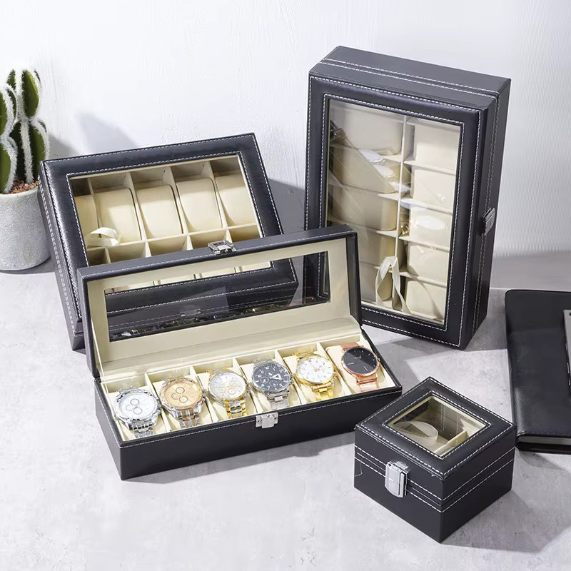 DELESYS Uhrenaufbewahrungs- und Präsentationsbox, Leder, Schwarz, Klassisch - Bild 2