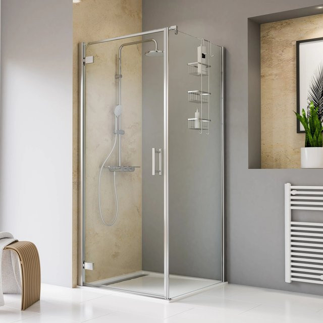 Schulte Duschwand Toura Ecklösung mit Pendeltür und Seitenwand, Farbe Silber, Glas Transparent, B/H: 100 x 200 cm - Bild 1