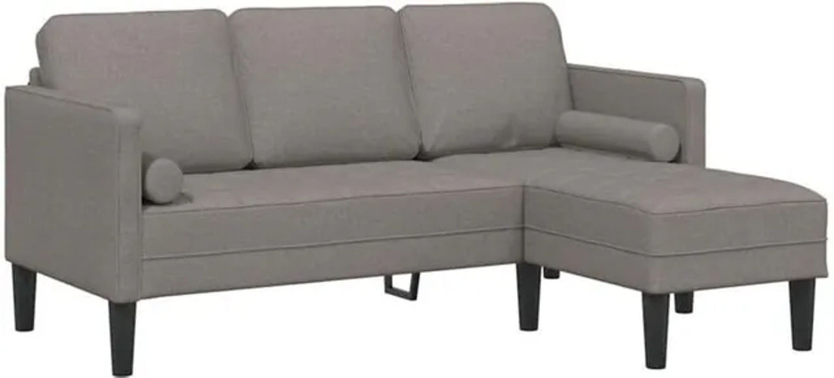 vidaXL 3-Sitzer Ecksofa in L-Form, modern und minimalistisch, Stoff Taupe meliert, Breite: 160 cm - Bild 1