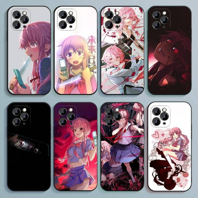 Mirai Nikki Gasai Yuno Anime Handyhülle Schwarz Soft Cover für iPhone 17, 16, 15, 14, 13, 12, Pro, Max, Plus, SE, Air, Mini - Bild 1