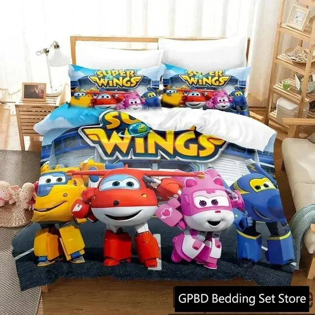 Somelli Bettwäsche-Set mit 3D-Cartoon-Flügel-Design, bestehend aus Bettbezug und Kissenbezug, Mehrfarbig, B/B: 240 x 210 cm - Bild 1