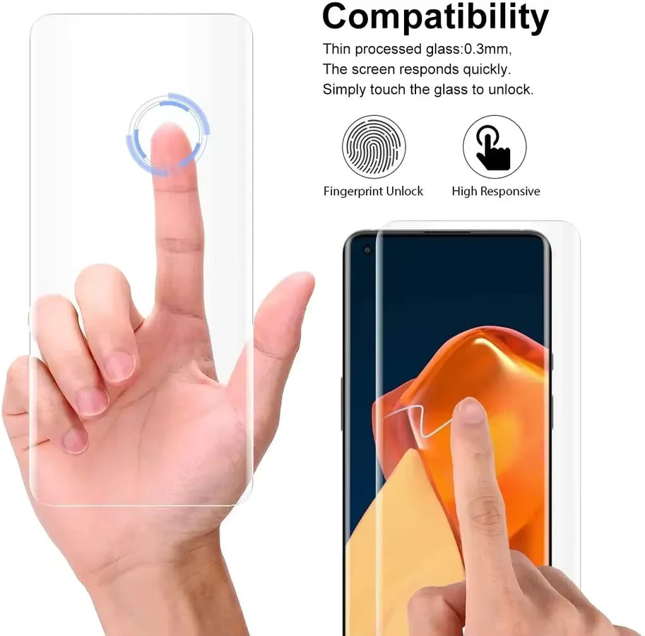 9H UV gehärtetes Glas Displayschutzfolie für OnePlus 13 12 11 10 9 8 7 7T Pro transparent - Bild 2