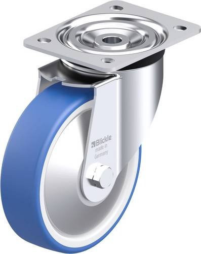 Blickle L-POTHS 160K-FA Stahlblech-Lenkrolle in Blau mit 160 mm Rad-Durchmesser und 400 kg Tragfähigkeit - Bild 1
