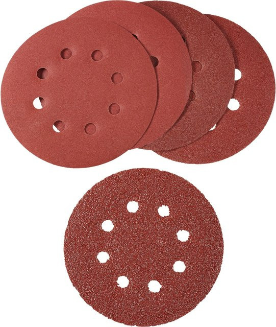 LUX-TOOLS Schleifauflagen-Set Classic für Exzenterschleifer Ø 125 mm, 5-teilig, Rot - Bild 1