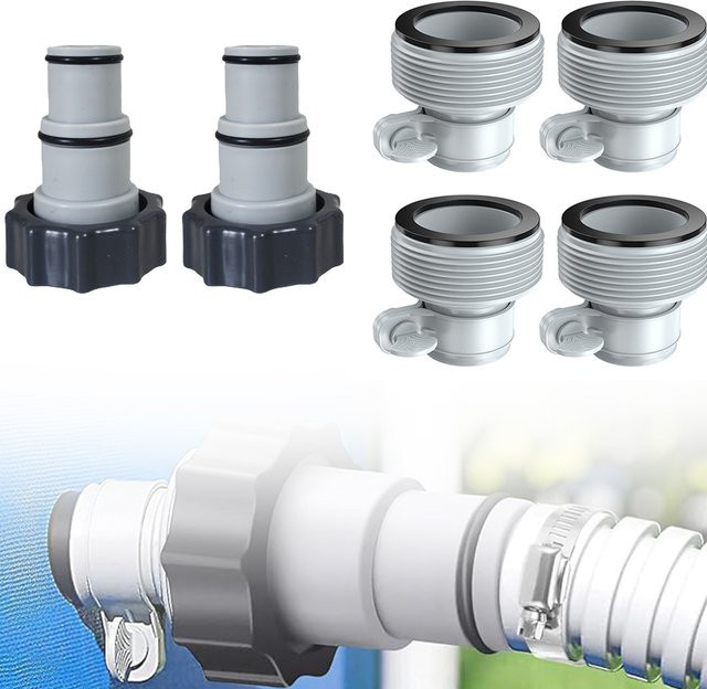 Pool-Schlauchadapter 1,25 bis 1,5 Zoll in Weiß für Pool-Pumpen und Meerwassersysteme mit Kolbenventilkragen - Bild 1