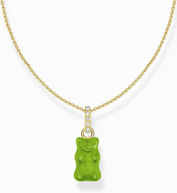 Thomas Sabo Kette mit grünem Golbären Anhänger, 925 Silber, vergoldet, Damen - Bild 1