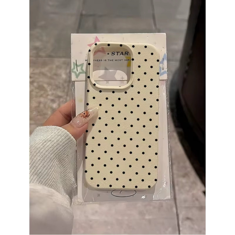 Weiße gepunktete TPU-Handyhülle mit vollständiger Abdeckung für Apple iPhone 16, 15, 14, 13, 12, 11 Pro Max - Bild 2