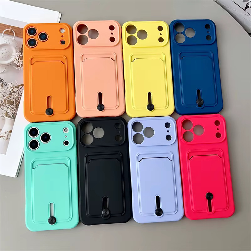 RPKKS Silikon Handyhülle mit Kartenfach für iPhone 17 16 15 14 13 12 11 Pro Max Plus Air in Rot und Orange - Bild 2