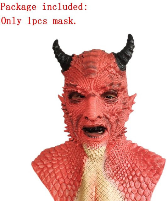 Fashnics Halloween Maske Vollgesichts-Kopfbedeckung und Handklauen-Handschuhe Rote Dämonen Horror - Bild 1