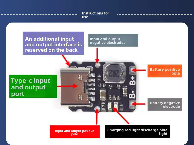USB Typ-C 18650 Batterieladegerät und Booster-Modul in Schwarz: 5 V Li-Ionen-Ladeplatine mit Überladeschutz für 3,7 V/4,2 V Akkus - Bild 4