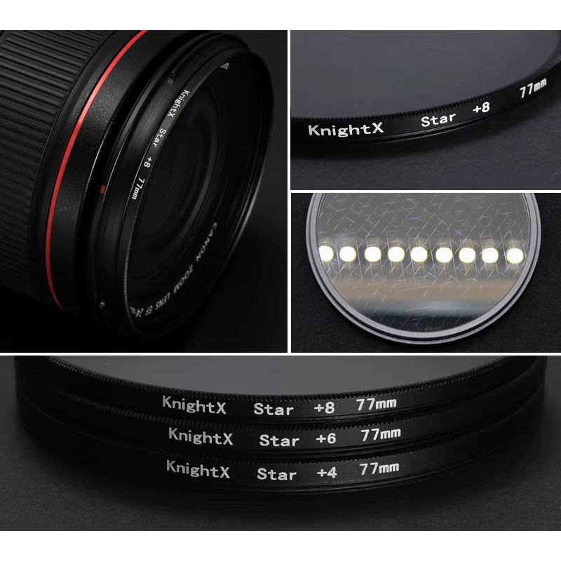 KnightX Special Effects Star Line Kameraobjektivfilter für Canon Sony Nikon in Schwarz mit 52 mm, 58 mm, 67 mm oder 77 mm Durchmesser - Bild 3