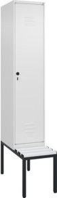 C+P Spind Classic PLUS Garderobenschrank mit Sitzbank, 1 Abteil, Reinweiß, B/T/H: 212 x 40 x 81,5 cm - Bild 1