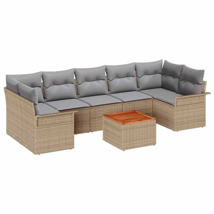 vidaXL Gartenmöbel Set L-Form aus Poly-Rattan in Beige und Grau mit Polstern und Couchtisch - Bild 2