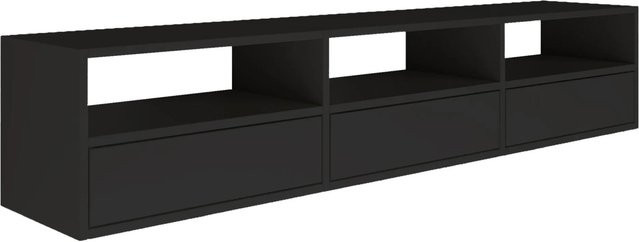 Selsey TV-Hängeboard Framme 3-türig mit offenen Ablagen Schwarz matt B: 150,1 cm, H: 30,0 cm, T: 30,0 cm - Bild 1