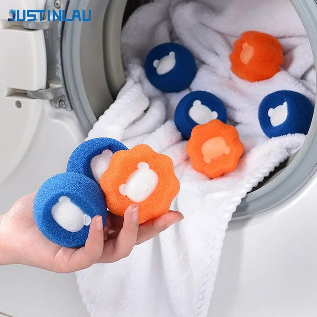 JUSTINLAU Wäscheball in Blau – Wiederverwendbarer Reinigungsschwamm zur Haarentfernung von Kleidung und Haustierhaaren - Bild 1