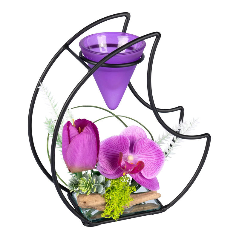 Teelichthalter Violet Spring von viva domo in Lila und Schwarz aus Metall mit floralem Design - Bild 2