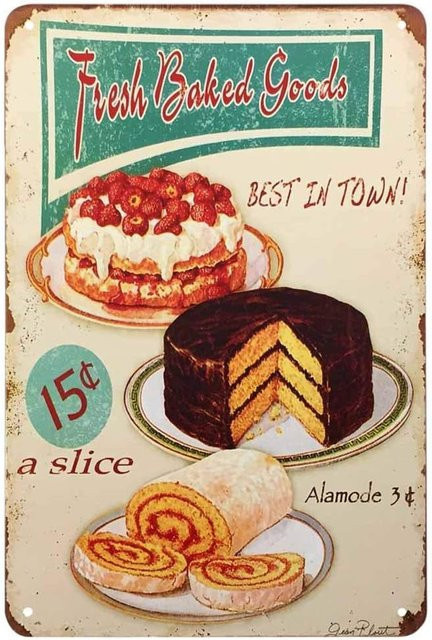 AOYEGO Vintage Metall Tischaufsteller Blechschild für Gebäck und Desserts - Bild 1