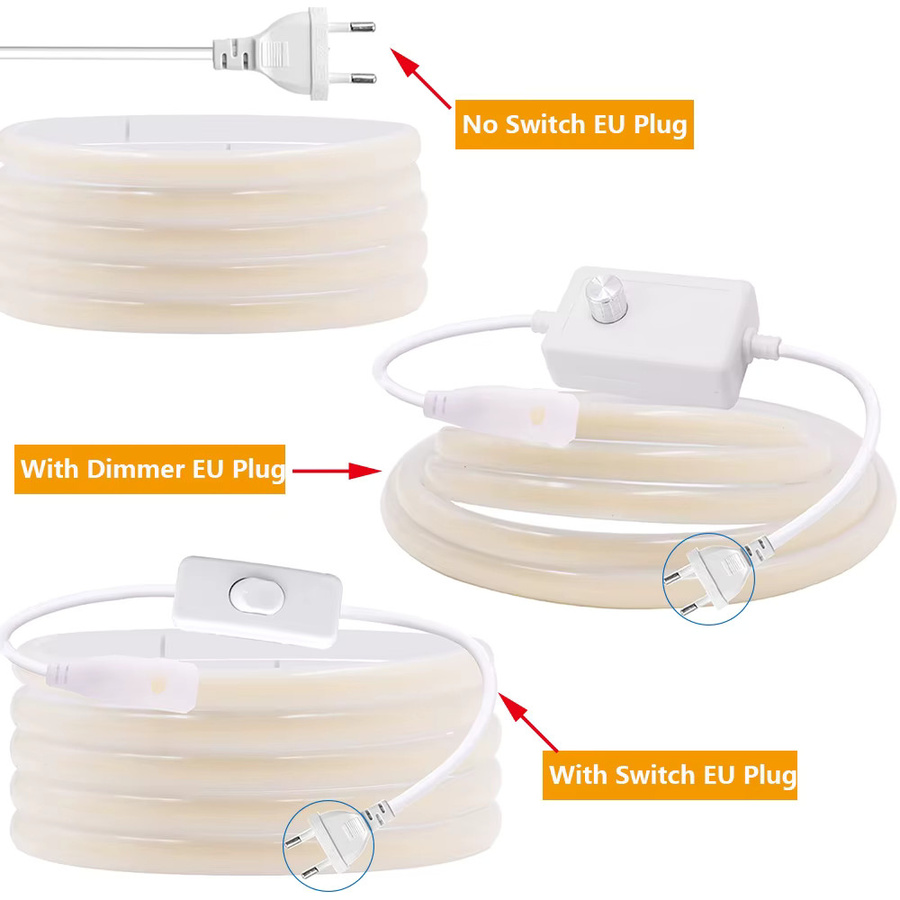 KISUFU COB-LED-Neonstreifen-Set mit Dimmer-Schalter und Stecker, wasserdicht, 288 LED, warmweiß, Silikon-Flexröhre - Bild 3