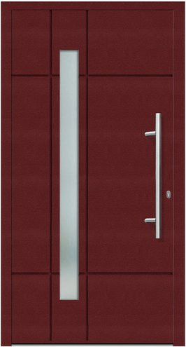 KNOCK Flügelüberdeckende Kunststoff-Haustür Terra mit Glaseinsatz, modern, purpur-rot, Höhe: 210,0 cm, Breite: 100,0 cm - Bild 1