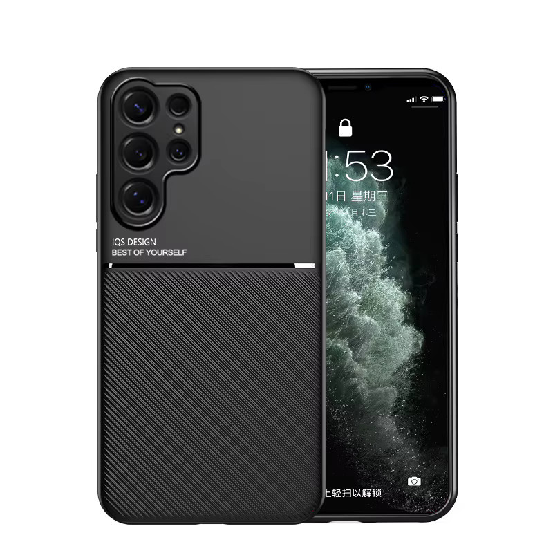 Samsung Handyhülle mit Ledertextur und magnetischer Halterung für Galaxy S26 S25 S24 Ultra S25FE S24FE Plus in Schwarz und Rot - Bild 4