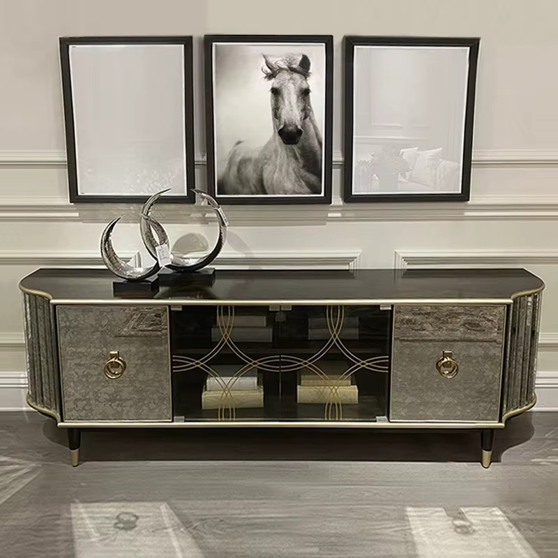 DUTRIEUX Nordic Silver TV-Schrank modern mit Glas, Breite: 200 cm, Höhe: 68 cm, Tiefe: 45 cm - Bild 2