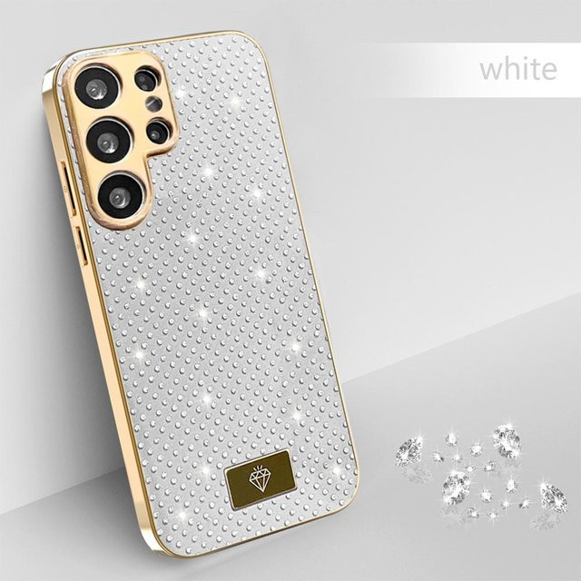 Glitzerbeschichtete Silikonhülle für Samsung Galaxy S25 S24 S23 Ultra Plus 5G in Weiß - Bild 1