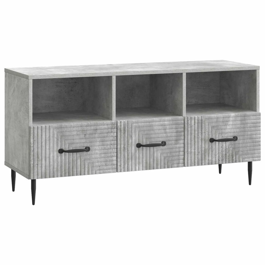 vidaXL TV-Schrank modern in Betongrau mit Medienfächern, B/T/H: 102 x 34,5 x 50 cm - Bild 2