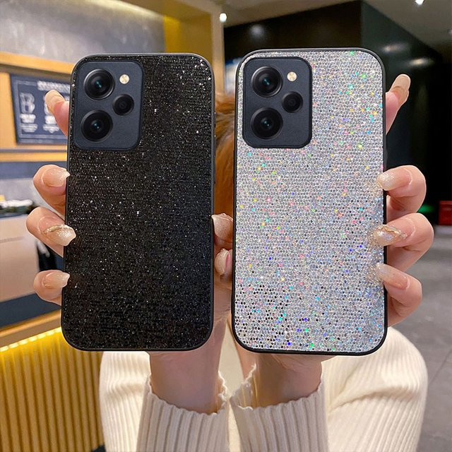Luxus Glitter Leder TPU Schutzhülle für Xiaomi Redmi Note 11 12 13 Plus Pro 4G 5G 11S 12S in Schwarz - Bild 1