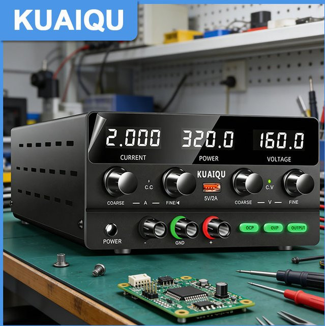 KUAIQU Labor-Gleichstromversorgung 320W Schaltnetzteil mit OCP und OVP, Einstellbarer Spannungsregler 30V 10A in Schwarz - Bild 1