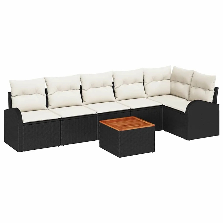 vidaXL Garten-Sofa-Set 7-teilig aus Polyrattan in Schwarz mit UV-beständigen Polstern - Bild 2