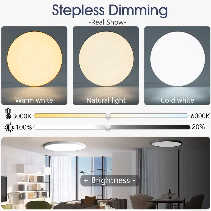 Moderne BENEWTON LED-Deckenleuchte in Weiß, rund, dimmbar per App und Fernbedienung für Wohnzimmer und Schlafzimmer - Bild 4