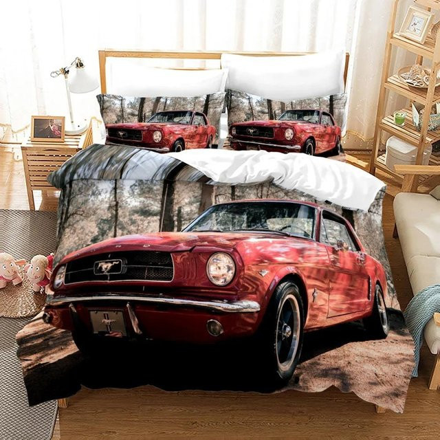 3er-Set Kinder Bettwäsche mit Auto-Motiv aus Mikrofaser, einseitig bedruckt, rot, B/H: 70 x 133 cm - Bild 1