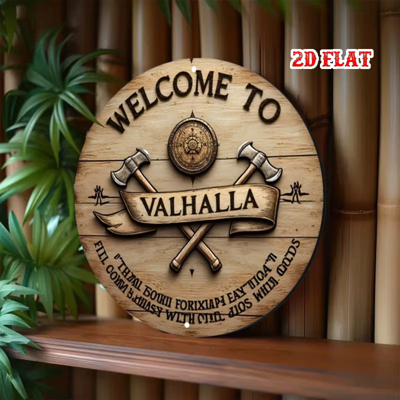 Potdemiel Wikinger-Valhalla Wanddekoration aus Metall in Braun mit Schild und Äxten Design, Durchmesser: 20 cm - Bild 5