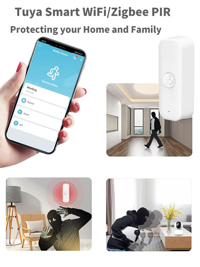 Tuya Zigbee 3.0 PIR-Bewegungssensor für Smart Home in Weiß, kompatibel mit SmartLife, Google Home, Yandex und Alexa - Bild 5
