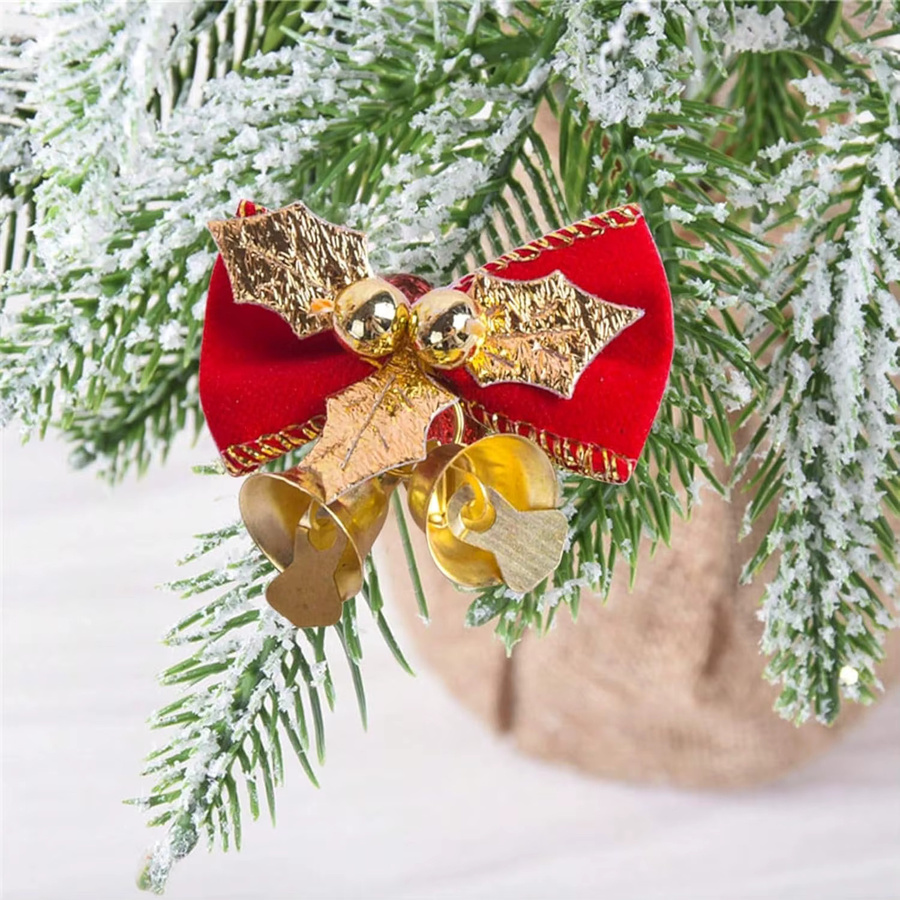 Grüne Weihnachtsschleifen mit Glocken zum Basteln für Weihnachtsbaumschmuck und Geschenkverpackungen - Bild 5