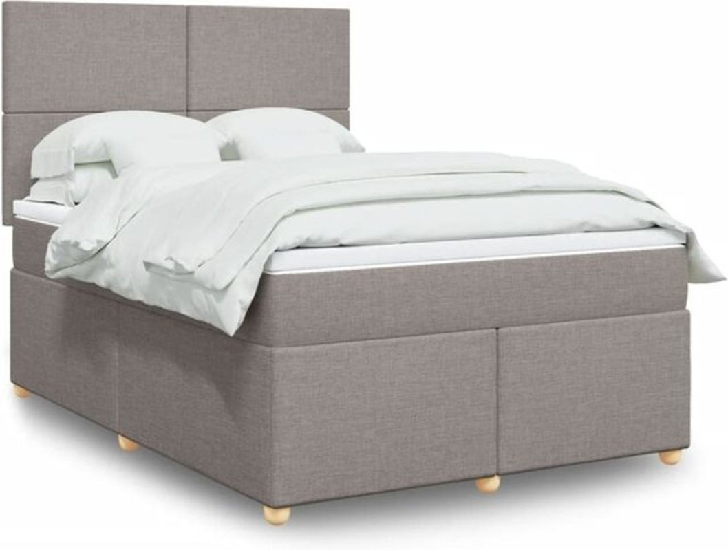 Vidaxl Boxspringbett mit Matratze in Taupe meliert aus Stoff, B/T: 140 x 190 cm - Bild 1