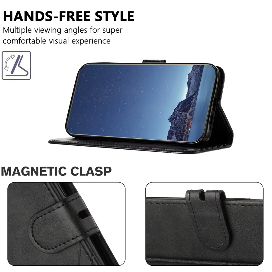 Luxus Flip Ledertasche für ZTE Blade A33S A34 A35 A53 A54 A55 A72 A73 A75 Brieftasche Abdeckung in Grau - Bild 3
