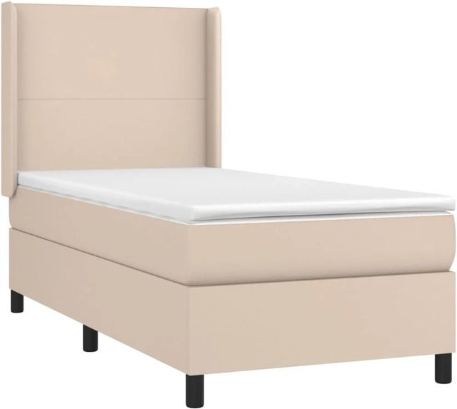 vidaXL Boxspringbett mit Matratze in Cappuccino-Braun, Hybrid-Bett mit LED-Unterbettbeleuchtung und USB-Ladeanschluss, B/T/H: 90 x 190 x 128 cm - Bild 1