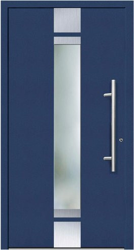 KNOCK Flügelüberdeckende Kunststoff-Haustür Terra in Stahlblau mit Glaseinsatz und RC2-Schutz, Höhe: 210,0 cm, Breite: 110,0 cm, Tiefe: 60,0 cm - Bild 1