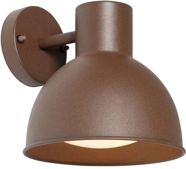 QAZQA Natas Industrielle Außenwandleuchte aus Stahl, Rund, Rostbraun, IP44, E27, dimmbar - Bild 1