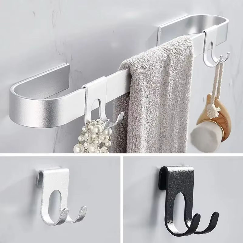 Aluminium Badezimmer Haken für rahmenlose Glastüren und Wände in Schwarz oder Silber - Bild 2