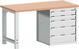 Werkbank Bott W-1577/11-2.34 in Lichtgrau RAL 7035 mit Holzplatte, B/T/H: 120 x 75 x 84 cm - Bild 1