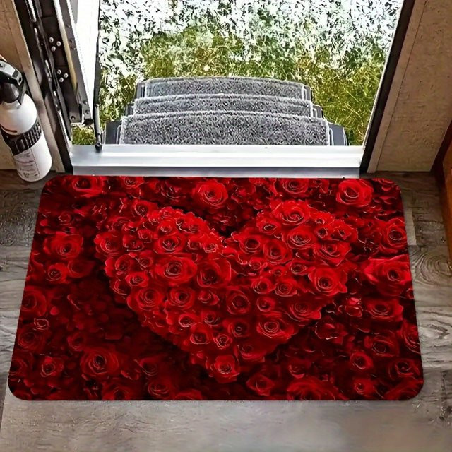 VIKAMA Vibrant Rose Teppich mit Herz-Design in Rot für Schlafzimmer und Wohnzimmer - Bild 1